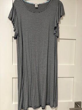 Westbound Black and White Striped Scoop Neck Dress